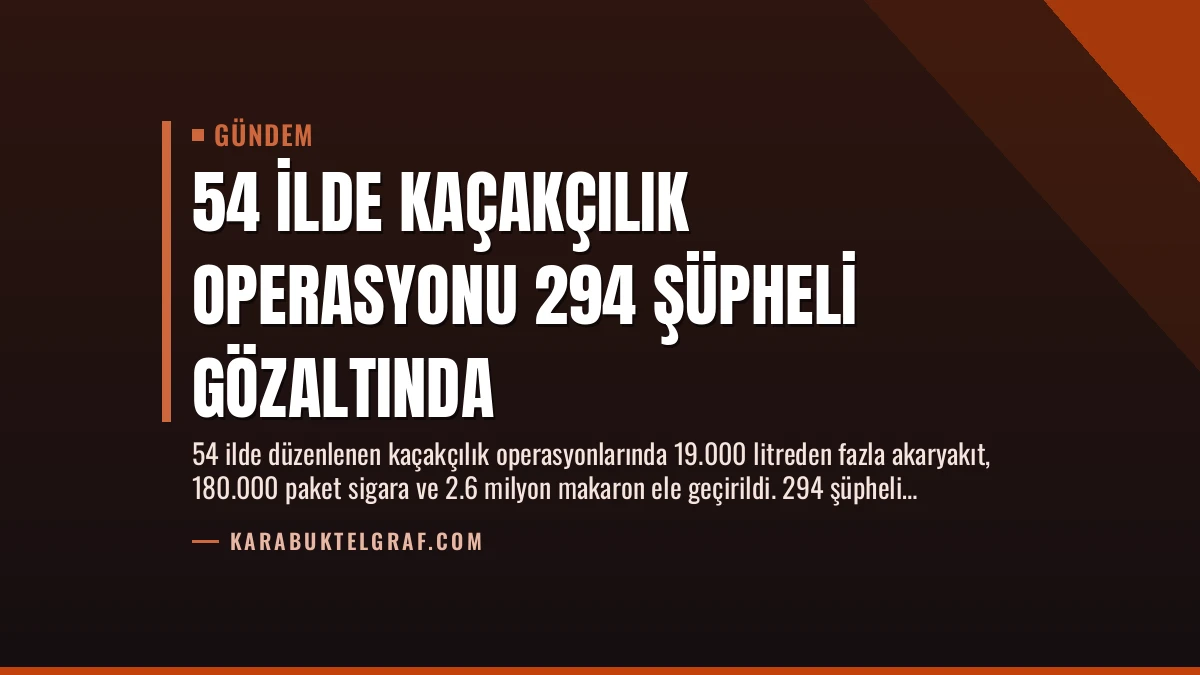 54 İlde Kaçakçılık Operasyonu 294 Şüpheli Gözaltında