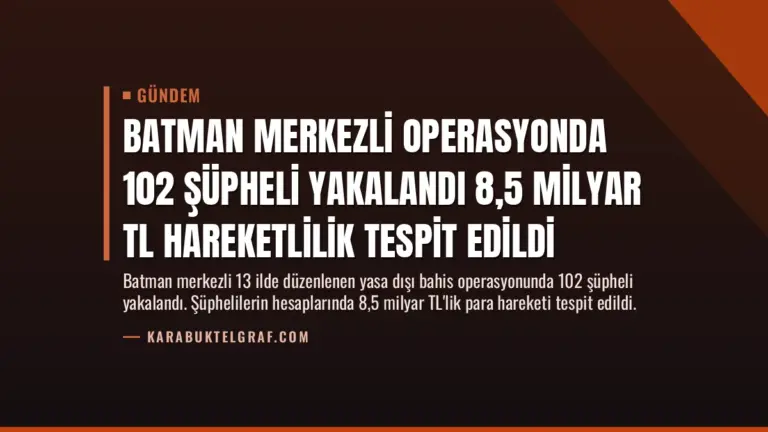 Batman Merkezli Operasyonda 102 Şüpheli Yakalandı 8,5 Milyar TL Hareketlilik Tespit Edildi