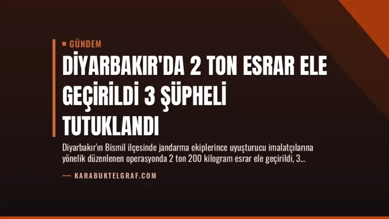 Diyarbakır’da 2 Ton Esrar Ele Geçirildi 3 Şüpheli Tutuklandı