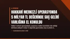 Hakkari Merkezli Operasyonda 5 Milyar TL Değerinde Suç Geliri Varlığına El Konuldu