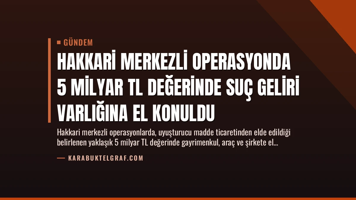 Hakkari Merkezli Operasyonda 5 Milyar TL Değerinde Suç Geliri Varlığına El Konuldu